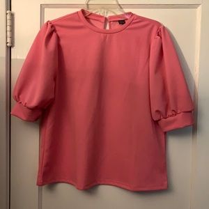 Shein size large pink puff sleeve top